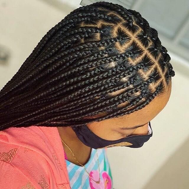 Middle parted box braid 