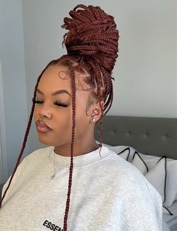 High bun box braids 