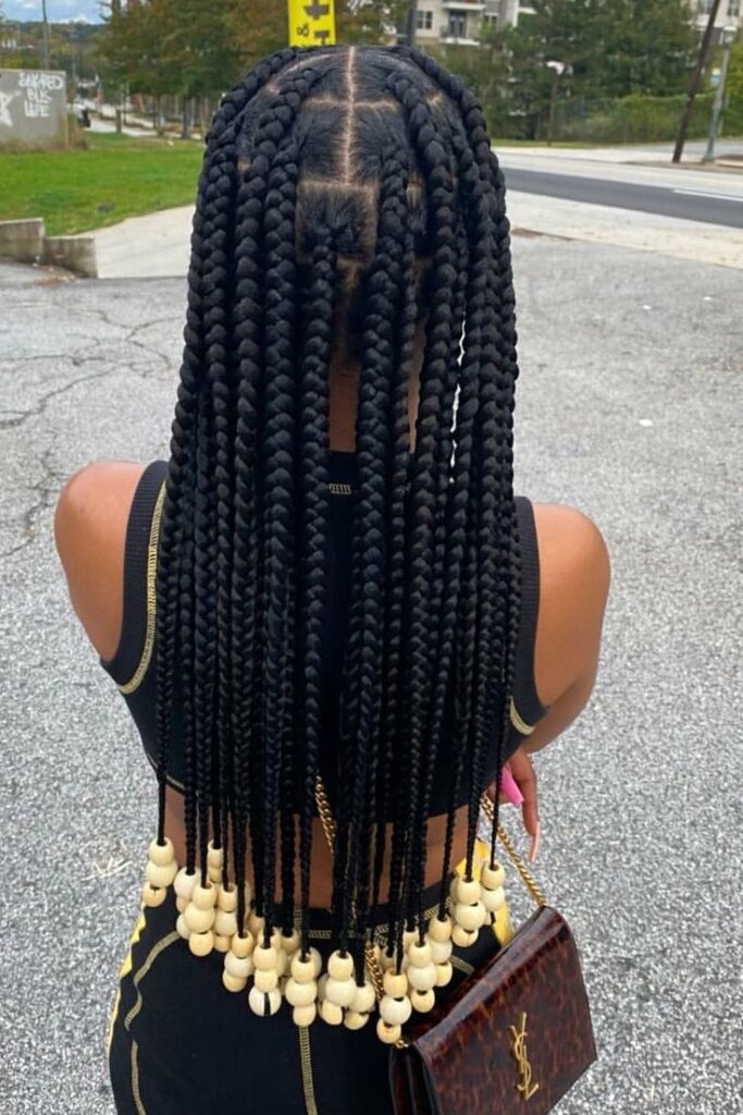 Jumbo box braid with yellow beads